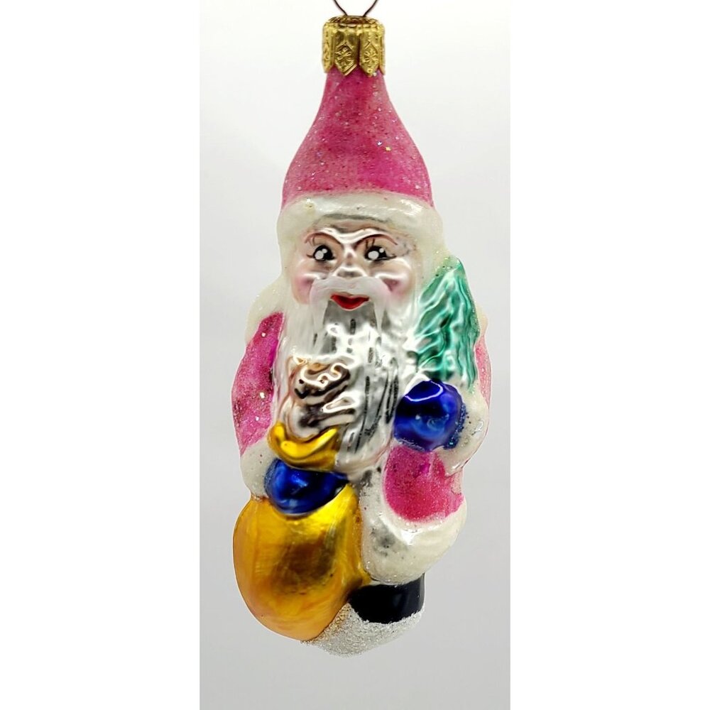 Vintage Christopher Radko Ornament Santa with Tree & Bag of Toys Good Condition